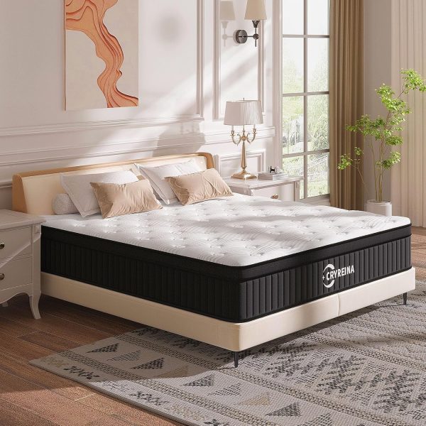 Queen Mattress, 14 Inch Queen Hybrid Mattress in a Box, Upgrade Individually Pocket Springs, Medium Firm, Pressure Relief, Breathable Comfort and Durable, CertiPUR-US Certified