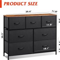 WLIVE 7 Drawer Dresser TV Stand, Entertainment Center, Media Console Table with Metal Frame and Wood Top for TV up to 45 inch, Chest of Drawers for Bedroom, Living Room, Black and Rustic Brown - Image 3