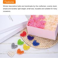 8Pcs Heart Shaped Rattan Ball Vase Filler Natural Rattan for Valentine's Day Decoration Wedding Home Decoration Yellow 2 in - Image 3
