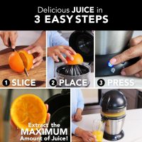 Vinci Hands Free Electric Citrus Juicer, 1-Button Juicer Machine, Orange Lime Grapefruit Lemon Squeezer, Easy to Clean Orange Juicer Squeezer, Black/Stainless Steel - Image 4