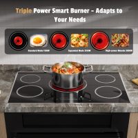 36 Inch Electric Cooktop, 5 Burner Stove Top with Slide Control, 9200W Electric Stove with Child Lock, Timer & Pause Function 36" Glass Cooktop, 220V Hard Wire(No Plug) - Image 6