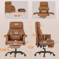 ELABEST C39 Cross Legged Office Chair with Footrest & Convertible Armrests - Pet-Friendly XL Home Desk Chair, Ergonomic Recliner with Lumbar Pillow, Criss Cross Design, Big and Tall Executive Chair - Image 3