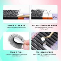 NAGARAKU YY Eyelash Extensions Supplies Y Lash 4D Easy Fan Russian Volume Crisscross YY Eyelashes Handwoven Y Shaped Mesh Wispy Clusters 12 Rows Pre Fanned Eye Lashes Black - 0.07mm D Curl 8-15mm Mix - Image 4