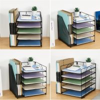 Desk Organizers and Accessories, 5-Tier Paper Letter Tray Organizer with File Holder, Desktop Organizer for Office Supplies (Black) - Image 5