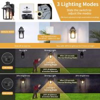 Porch Lights with GFCI Outlet, Dusk to Dawn Motion Sensor Outdoor Light, 3 Lighting Modes Exterior Fixture, Outside for House Front Door Patio Garage(2 Pack Black) - Image 3