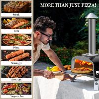 Propane Pizza Oven Wood Fired Outdoor Foldable Pizza Ovens with Gas Burner, Wood Tray Pizza Stone, Pizza Peel, Cover (Black) - Image 5
