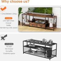 There are Installation Videos + Scene Videos .TV Stand with LED Lights Power Outlets - TV Stand with Fabric Drawers for 65 70 75 Inches TV -Can Also be Used in Multiple Scenes, Living Room, Bedroom - Image 3