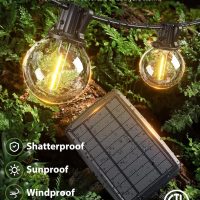 addlon 100FT Solar String Lights Outdoor with Remote, 54 LED Shatterproof Bulbs, Dimmable & Timable, 3 Light Modes, G40 Waterproof Solar String Lights for Outside Backyard Party Decor - Image 3