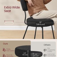 VASAGLE Boucle Dining Chairs Set of 2, Upholstered Kitchen Dining Room Chairs with Curved Backrest and Steel Frame, Modern Mid Century, Round, for Vanity, Living Room, Ink Black UKDC110B01 - Image 3