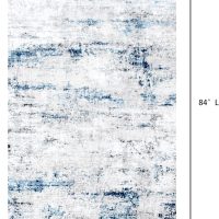 Area Rug Living Room Rugs: 5x7 Large Soft Indoor Carpet Modern Abstract Rug with Non Slip Rubber Backing for Under Dining Table Nursery Home Office Bedroom White Gray Blue - Image 2