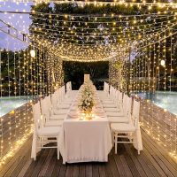 JMEXSUSS 300 LED Remote Control Curtain Lights, Plug in Fairy Curtain Lights Outdoor, Window Wall Hanging String Lights for Bedroom Backdrop Wedding Party Indoor Christmas Patio Dorm Decor, Warm White - Image 8