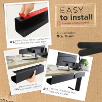 No-Screw Under Desk Cable Management Tray - Self-Adhesive Installation, Cord Management, Cable Tray, Under Desk Wire Organizer - Black Set of 2 - Image 3