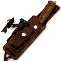 Azmera Bushcraft Hunting Knife with Fire Starter, Stainless Steel Fixed Blade Survival Knife,Handmade Knife with Leather Sheath, Outdoor Knife, Camping Knife - Image 9