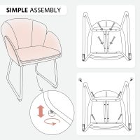 Yaheetech Flower Shape Velvet Vanity Chair, Modern Side Armchair Makeup Chair no Wheels with Golden Metal Legs for Living Room/Dressing Room/Bedroom/Home Office/Kitchen, Pink - Image 9