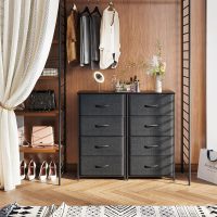 ODK Dresser for Bedroom with 4 Storage Drawers, Small Dresser Chest of Fabric Drawers with Sturdy Steel Frame, Wood Top, Black - Image 5