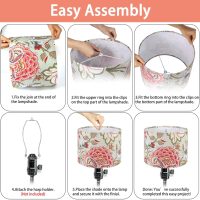Lamp Shades Set of 2, Drum Lamp Shade for Table & Floor Lamps, 13" Top x 13" Bottom x 10" High Replacement Patterned Decorative Floral Lampshade Cover, Easy Assembly Required (Classic) - Image 8