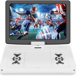 17.9" Portable DVD Player with 15.6’’ Large HD Screen, 6Hrs Play, DVD Player Portable with Dual Speaker, Last Memory, Support SYNC TV/USB/SD Card, Play All Discs Format Except Blu-ray, White