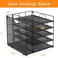 Desk Organizers and Accessories, 5-Tier Paper Letter Tray Organizer with File Holder, Desktop Organizer for Office Supplies (Black) - Image 4