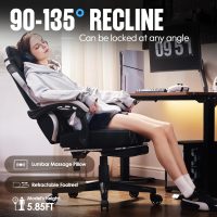 Dowinx Fabric Gaming Chair, Ergonomic Computer Chair with Footrest and Pocket Spring Cushion, Height Adjustable Video Gamer Chair with Lumbar Support for Adults, Black - Image 5