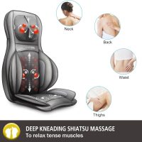 COMFIER Massager Chair with Heat, Shiatsu Neck Back Massager Portable with Compress & Rolling,Massage Chair Pad for Full Back,Neck,Full Body Pain, Gray - Image 3