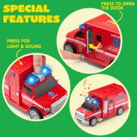 JOYIN 4 Pcs 7" Long Vehicle Toy Set, Toddlers Cars with Lights and Siren Sound, Including Play Police Car, School Bus, Garbage Truck, Ambulance, Birthday Party Gifts Toys for Boys 3-5 - Image 3