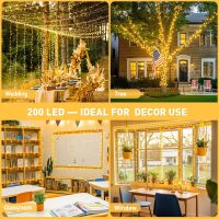 JMEXSUSS 200 LED String Lights Indoor Outdoor Clear Wire, Connectable Warm White Christmas Lights for Bedroom, 66 Ft Twinkle Fairy Classroom Light Plug in for Home Wedding Tree Yard Patio Decor - Image 5