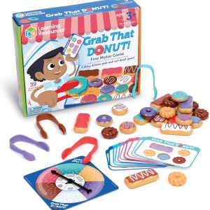 Learning Resources Grab That Donut! Fine Motor Game - Toddler Food Bakery Toys, Board Games, Color Sorting, Gifts for Boys and Girls, Hand Eye Coordination, Preschool Sensory Activities