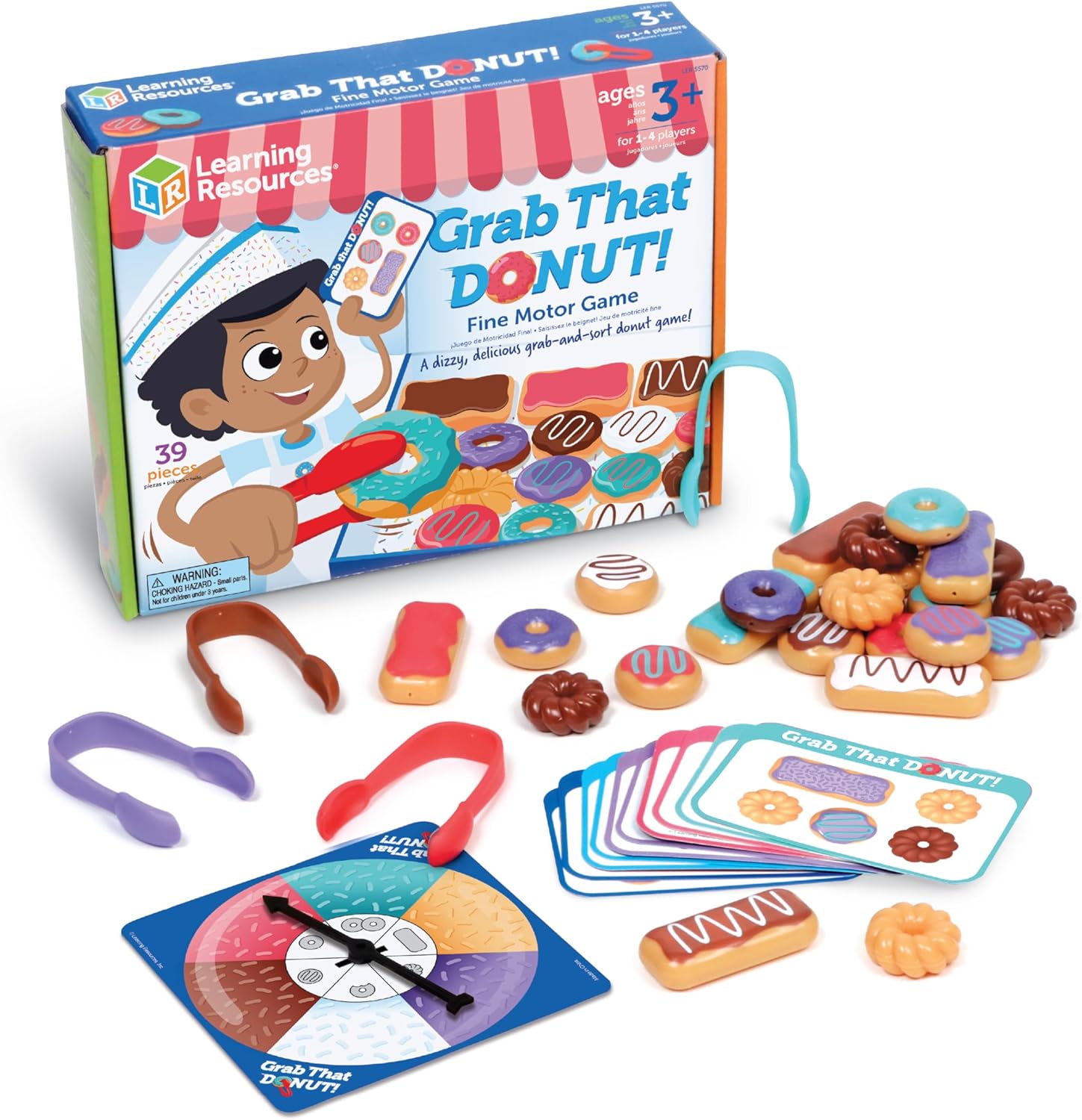 Learning Resources Grab That Donut! Fine Motor Game – Toddler Food Bakery Toys, Board Games, Color Sorting, Gifts for Boys and Girls, Hand Eye Coordination, Preschool Sensory Activities