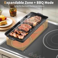 30 Inch Electric Cooktop, 4 Burner Electric Stove Top with Touch Control, 7800W Built-In Glass Stovetop with BBQ & Expandable Zone, 9-Level Adjustable, Child Lock, Timer, 220V-240V Hardwire - Image 3