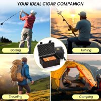 Travel Cigar Humidor Set with Torch Cigar Lighter, V Cigar Cutter, Cigar Ashtray, Cigar Holder, Humidifier & Hygrometer, Portable Travel Cigar Case with Cigar Accessories Kit, Cigar Gifts for Men - Image 7