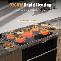 36 Inch Electric Cooktop, 5 Burner Stove Top with Slide Control, 9200W Electric Stove with Child Lock, Timer & Pause Function 36" Glass Cooktop, 220V Hard Wire(No Plug) - Image 3