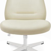 SONGMICS HOME Criss Cross Chair No Wheels, Armless Wide Comfortable Cross Legged Office Desk Vanity Chair,Adjustable Swivel, for Home Office, Cotton-Linen Fabric, Cream White UOBG046W03 - Image 6