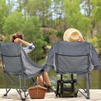Oversized Camping Chair, Portable Folding Padded Camp Chairs with Side Pocket, Cup Holder, Heavy Duty Support 500LBS Outdoor Lounge Chair for Adults, Fishing, Sports, Trip, Grey - Image 8