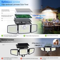 2500LM Solar Lights Outdoor with Motion Sensor,3 Head 270° Wide Angle Street Area Lights, IP65 Waterproof Security Lighting with 3 Modes(Non-Remote,2 Pcs) - Image 3