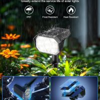 Brightown 4Pack Solar Spot Lights Outdoor with 58 LED & 1800mAh, IP67 Solar Lights Outdoor Waterproof with 3 Light Modes, 2-in-1 Dual Use Outdoor Solar Lights for Yard, Garden and Pathway (Cool White) - Image 4