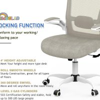 Mimoglad Home Office Chair, High Back Desk Chair, Ergonomic Mesh Computer Chair with Adjustable Lumbar Support and Thickened Seat Cushion (Modern, Beige) - Image 6