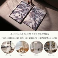 Real Luxurious Natural Marble Vanity Tray Genuine Marble Storage Tray for Home Decor Stone Tray for Bathroom/Kitchen/Vanity/Dresser Non-Resin/Non-Ceramic/Viola Tablet Set - Image 4