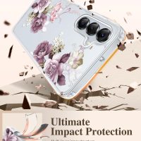 GVIEWIN for Samsung Galaxy A16 5G Case, [Screen & Camera Lens Protector] [Military-Grade Protective] Women Clear Floral Not Yellowing Shockproof Bumper Phone Case for Galaxy A16, Cherry Blossoms - Image 4