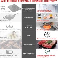 Electric Cooktop, Portable Electric Cooktop 1800W Single Burner Stove with LED Touch Screen, 8 Power & 8 Temperature Levels, Timer, 110V-120V Hot Plate for Home Camping - Image 5