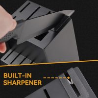 Knife Set, 15 Pcs Kitchen Knife Set with Block Self Sharpening, Dishwasher Safe, 6 Steak Knives, Anti-slip handle, Black - Image 3