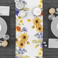 Calendula Flowers Spring Summer Table Runner Seasonal Kitchen Dining Table Decoration for Home Party Holidays - Image 3