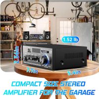 AK45 Pro Stereo Amplifier Home Audio Stereo Receivers,Rated Power 50W x2, Max 800W, Bluetooth 5.0 2.0 Channel Audio Receiver for Home Theater Speakers w/USB/SD/RCA/2 MIC in for Garage - Image 3