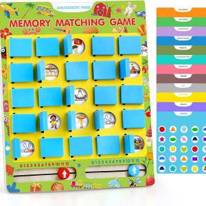 Matching Memory Game for Kids Ages 4-8, Flip to Win Wooden Board Games, Toddler Travel Toys for 3 4 5 6 7 8 Years Old Boys Girls, Road Trip Essentials, Airplane, Car Activity Easter Gifts
