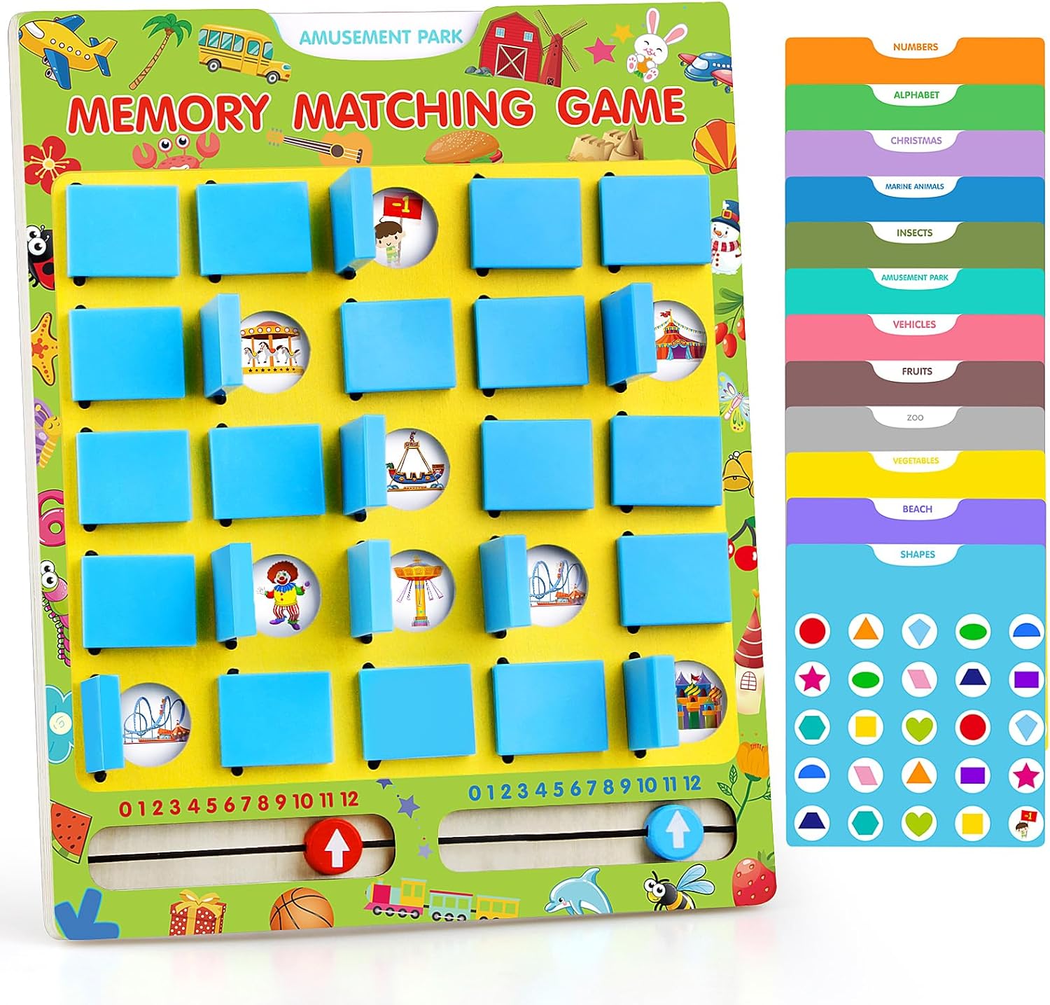 Matching Memory Game for Kids Ages 4-8, Flip to Win Wooden Board Games, Toddler Travel Toys for 3 4 5 6 7 8 Years Old Boys Girls, Road Trip Essentials, Airplane, Car Activity Easter Gifts
