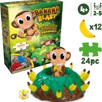 Banana Blast - Pull The Bananas Until The Monkey Jumps Game - Includes a Fun Colorful 24pc Puzzle by Goliath , Green - Image 3