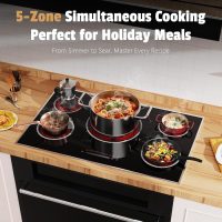 36 Inch Electric Cooktop, 5 Burner Stove Top with Slide Control, 9200W Electric Stove with Child Lock, Timer & Pause Function 36" Glass Cooktop, 220V Hard Wire(No Plug) - Image 4