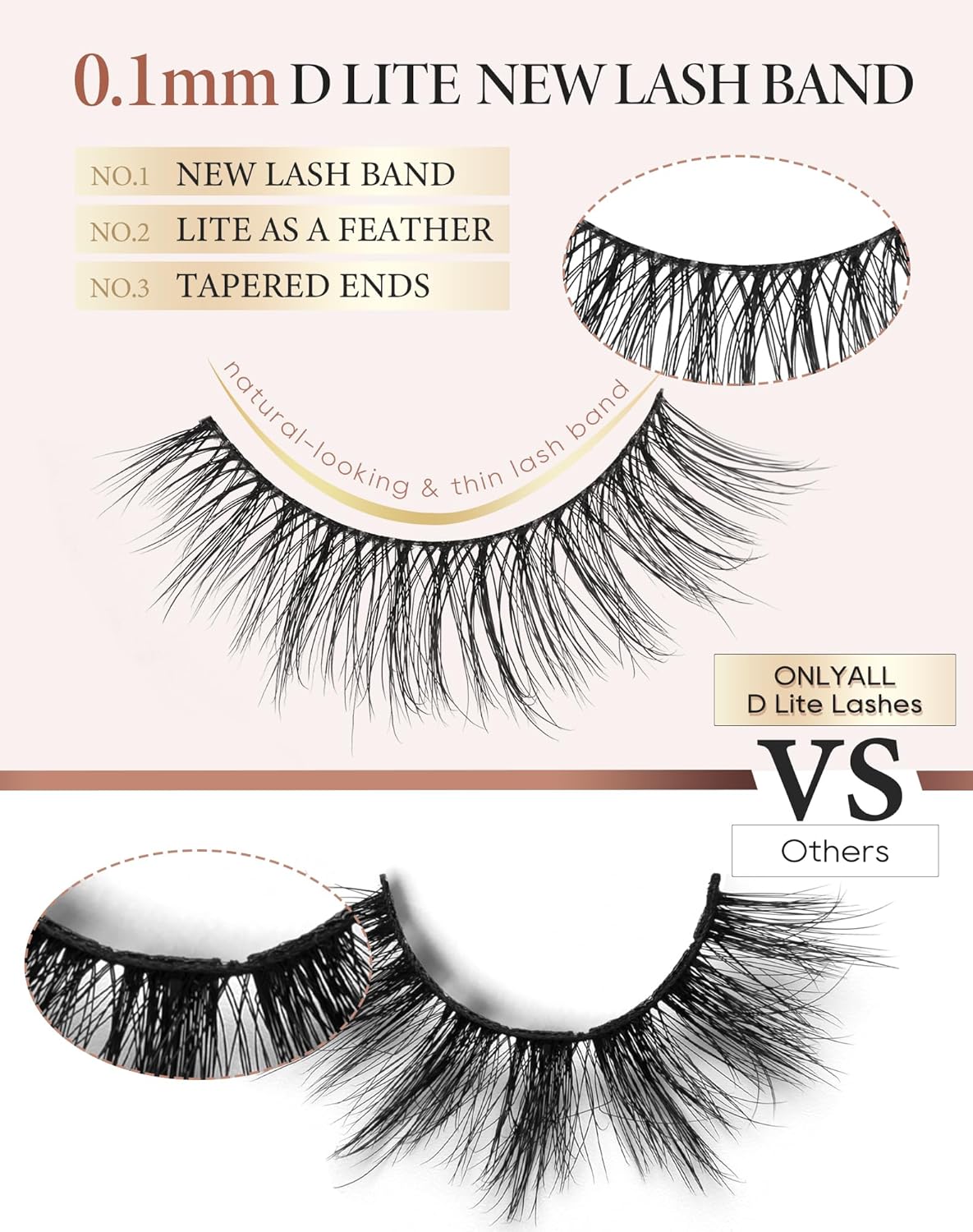 Onlyall Natural Lashes Wispy Lashes Natural Look False Eyelashes Natural Flared Eyelashes False Eye Lashes Soft Fluffy Lashes 7 Pairs D-K06, Black - Image 4