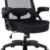Big and Tall Office Chair 400lbs-Ergonomic Mesh Desk Chair with Flip up Arms, Heavy Duty Home Office Computer Chair, Wide Seat Office Chairs, Executive Rolling Swivel Task Chairs for Large People - Image 8
