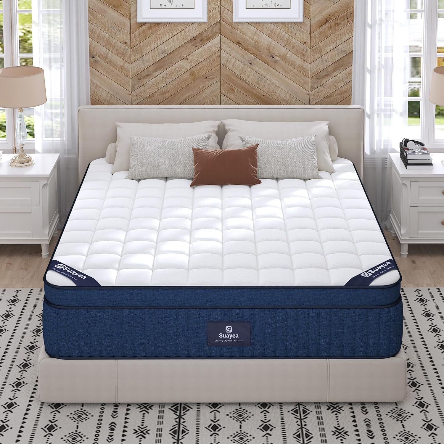 California King Size Mattress, 12 Inch Cal King Mattress in a Box, Medium Pocket Spring and Gel Memory Foam for Superior Comfort, Pressure Relief, Strong Edge Support