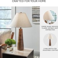 Signature Design by Ashley Danset Contemporary Wood Table Lamp with 3-Way Switch, Light Brown - Image 4